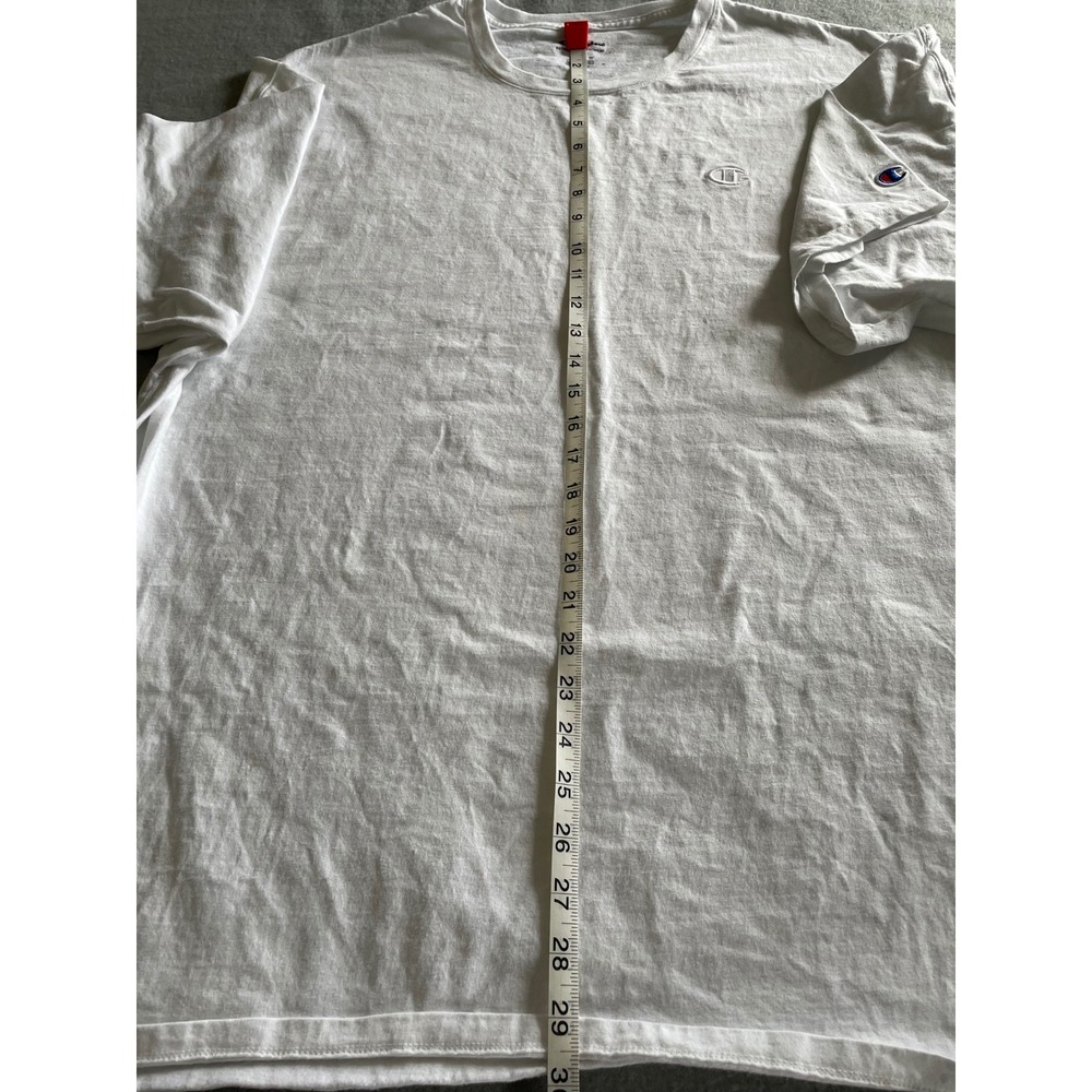 Champion Mens White Short Sleeve T-Shirt Embroidered Logo Crewneck Tee 3XL - Picture 4 of 5